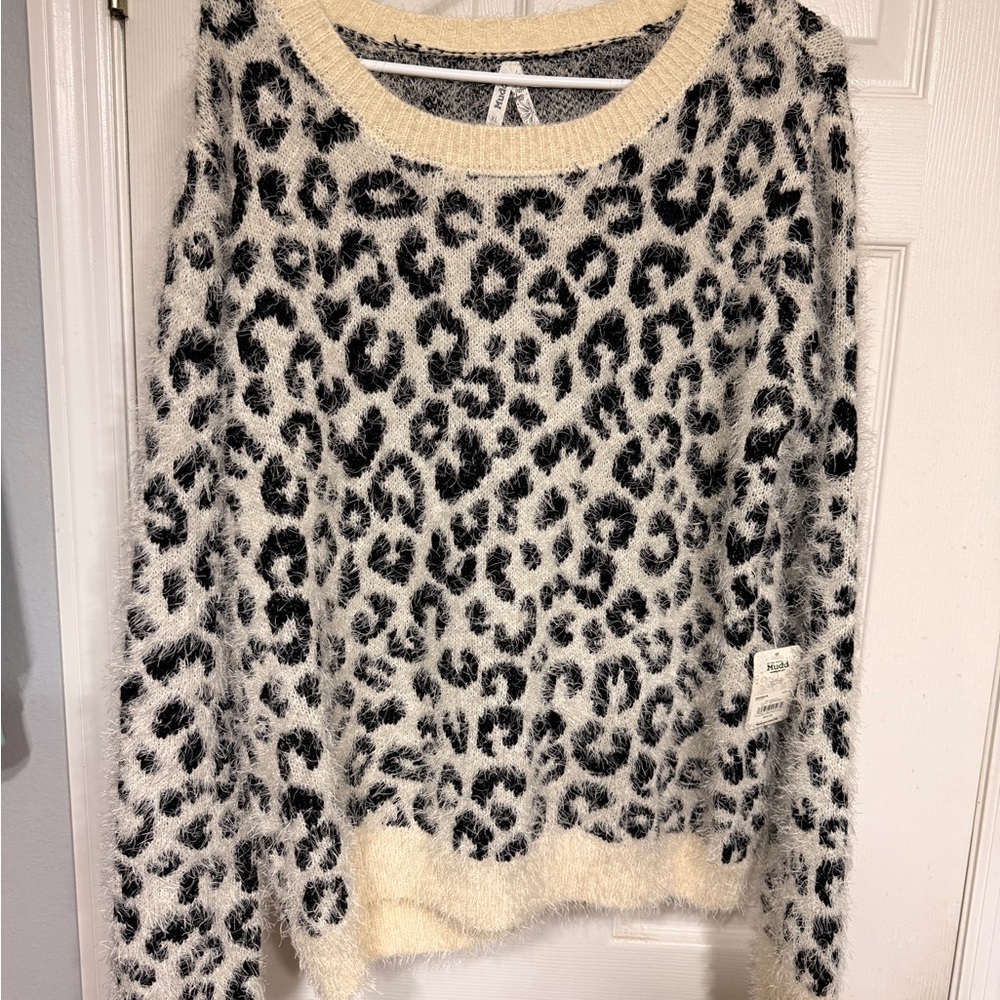 Mudd Black and Cream Leopard Print Sweater